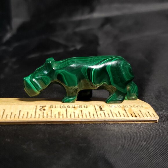 Vintage 2.25" Carved malachite hippopotamus Figurine - Picture 2 of 8